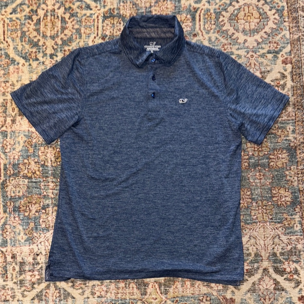 Vineyard Vines Blue mini stripe Polo Shirt Classic Design